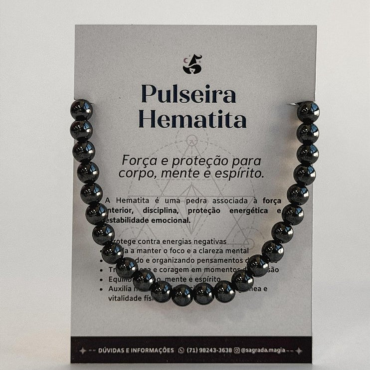 Pulseira de Hematita 6mm Regulável - Proteção, Disciplina, Afasta Vícios e Melhora Hábitos