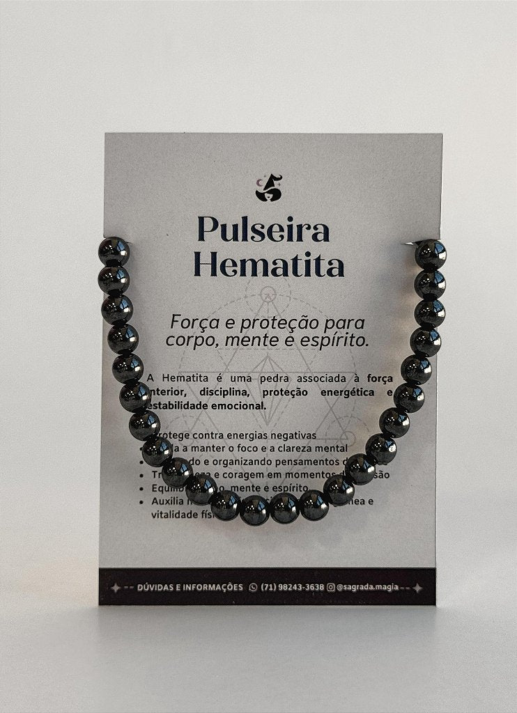 Pulseira de Hematita 6mm Regulável - Proteção, Disciplina, Afasta Vícios e Melhora Hábitos