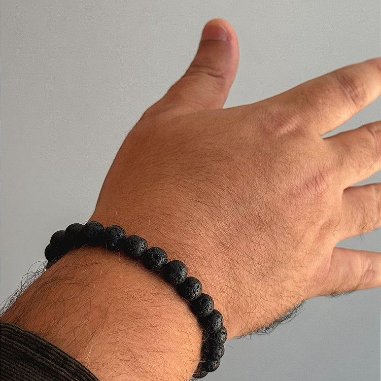 Pulseira de Lava Vulcânica 8mm Regulável - Resiliência, Força e Autossabotagem