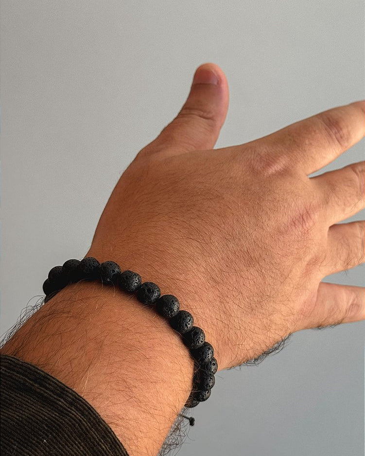 Pulseira de Lava Vulcânica 8mm Regulável - Resiliência, Força e Autossabotagem