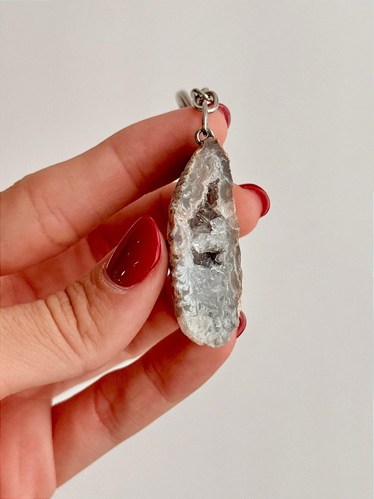 Chaveiro de Geodo de Ágata - Pedra da sorte