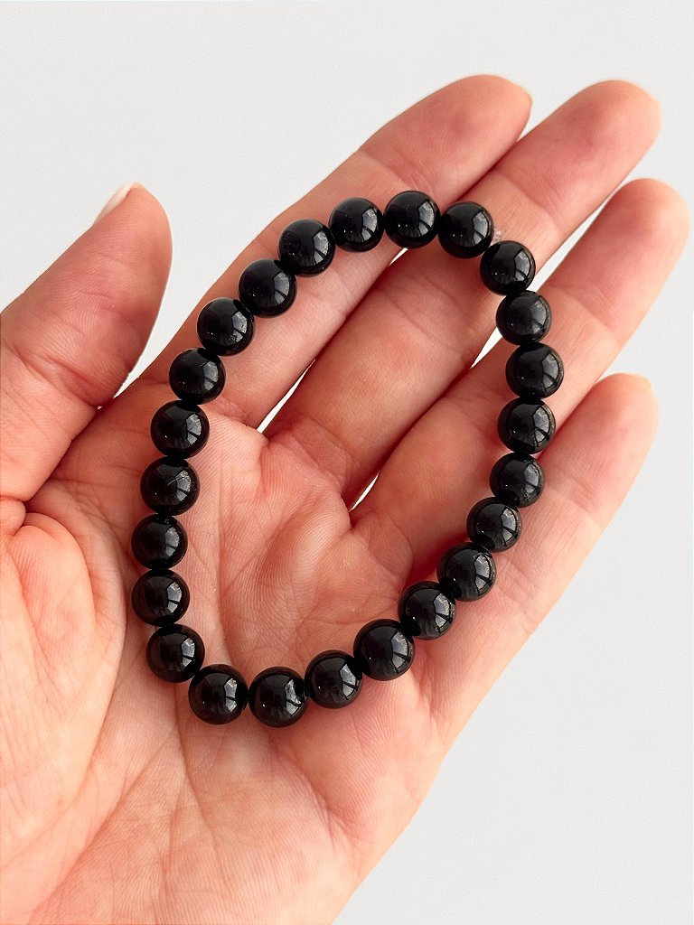 Pulseira de Turmalina Negra Redonda 8mm - Proteção Energética e Espiritual, Inseguranças e Soluções