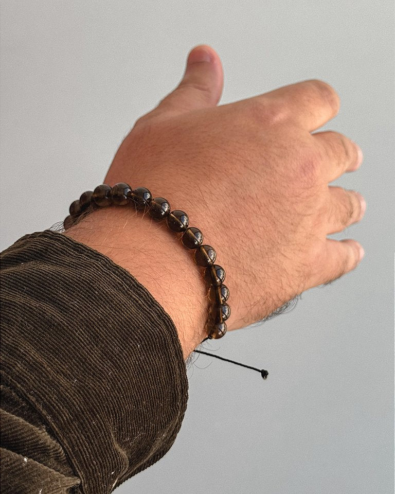 Pulseira de Quartzo Fumê 8mm Regulável - Abre Caminhos,  Proteção, Cansaço e Força para Mudanças