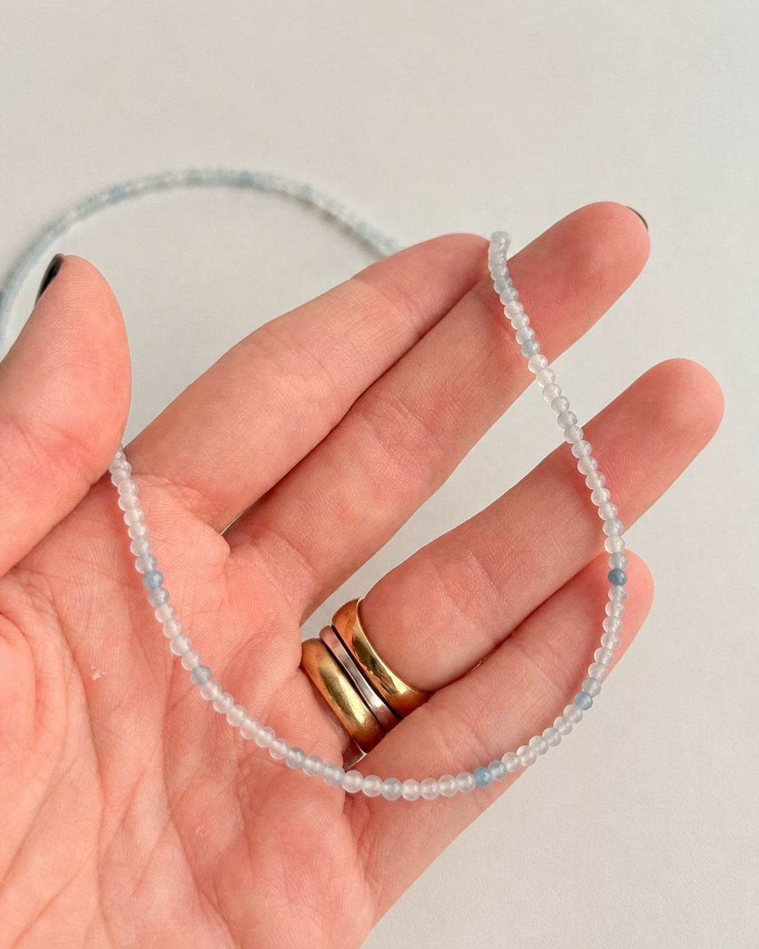 Colar de Água Marinha 2mm Multifacetado - Antiestresse, Adaptação a Mudanças, Melhora os Estudos