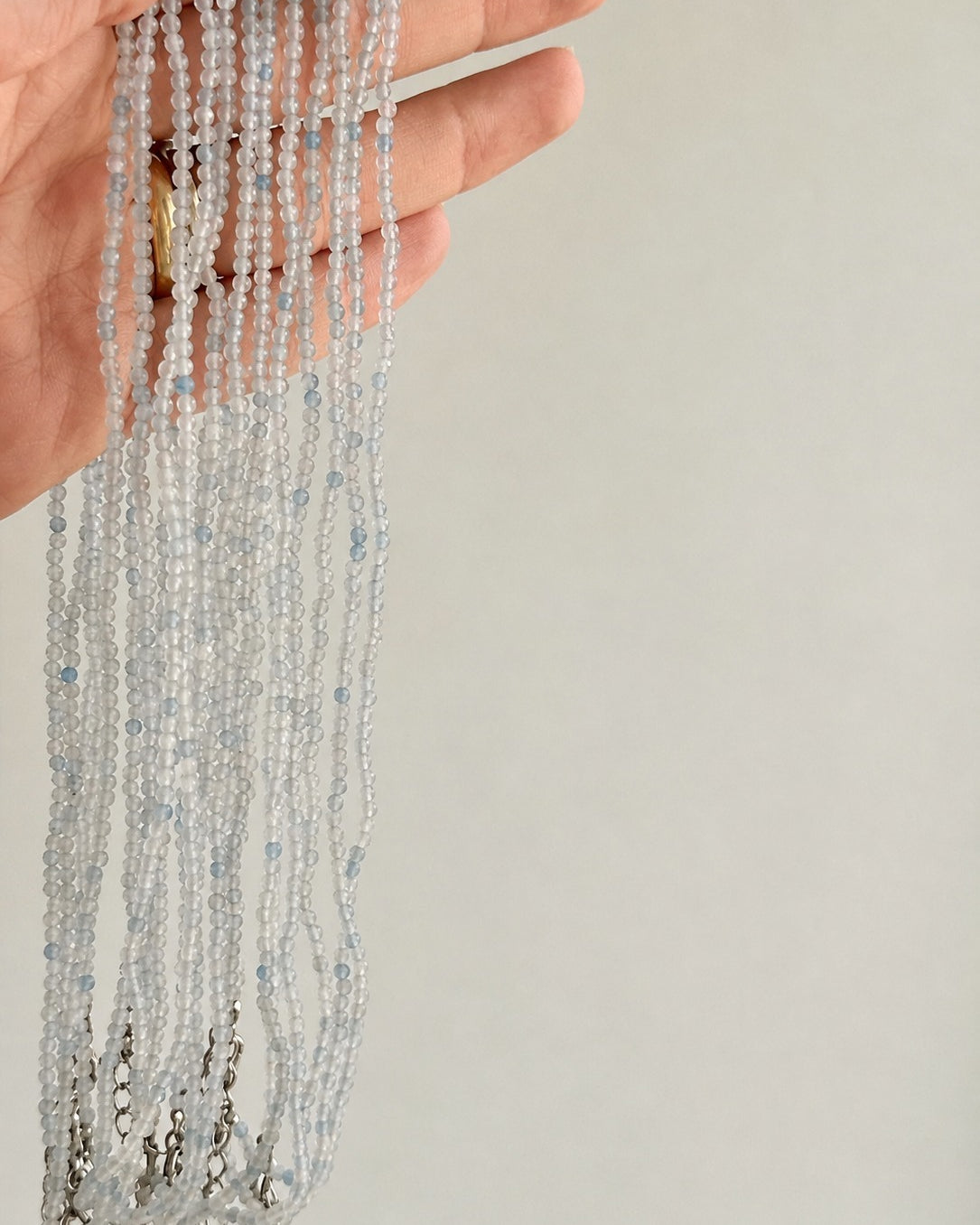 Colar de Água Marinha 2mm Multifacetado - Antiestresse, Adaptação a Mudanças, Melhora os Estudos