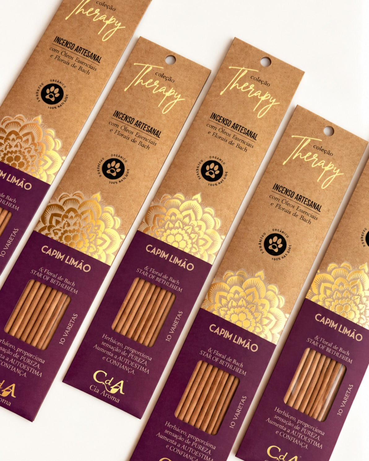 Incenso Natural Cia de Aroma - Capim Limão - Alegria, Autoestima e Confiança