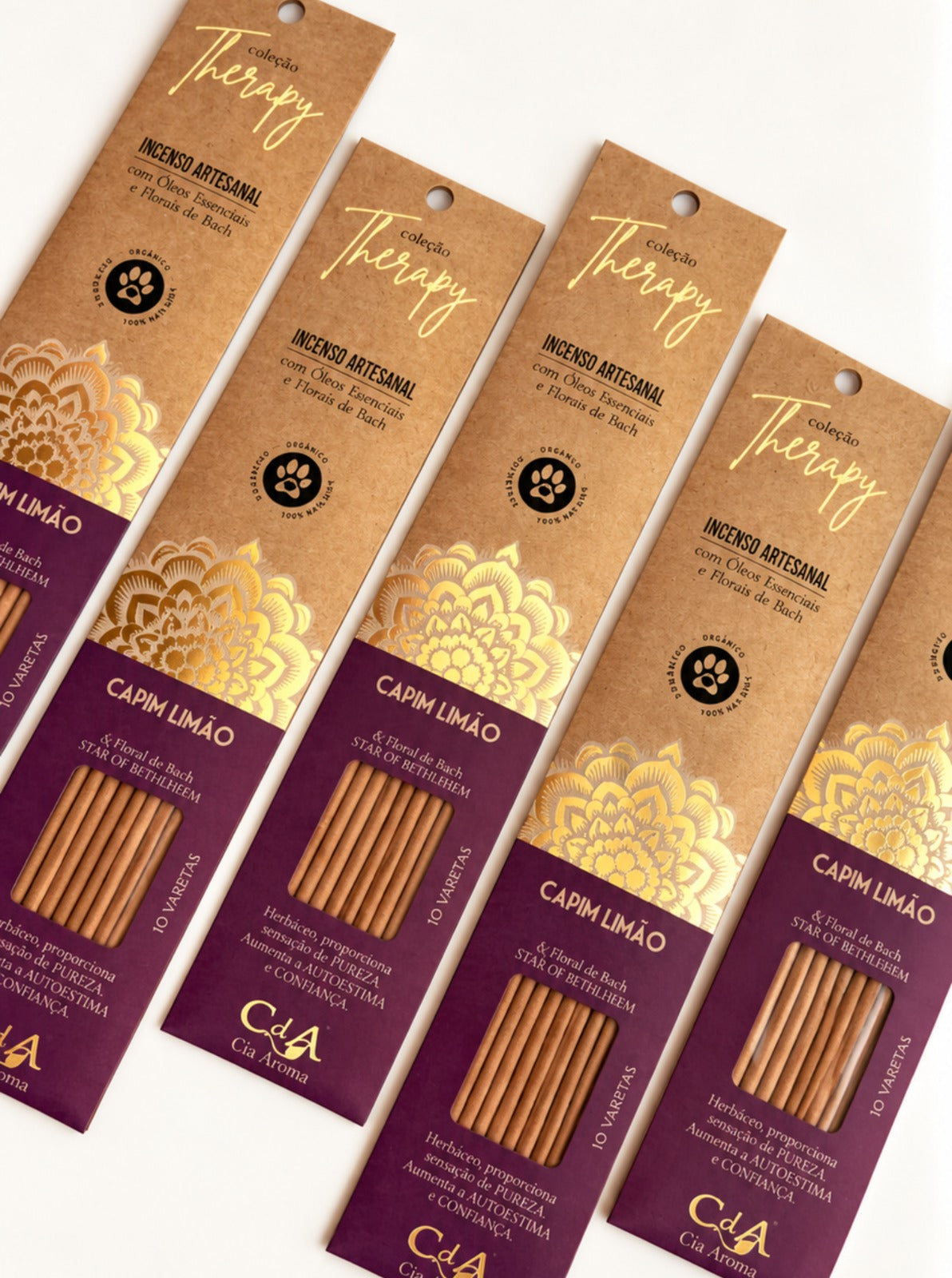 Incenso Natural Cia de Aroma - Capim Limão - Alegria, Autoestima e Confiança