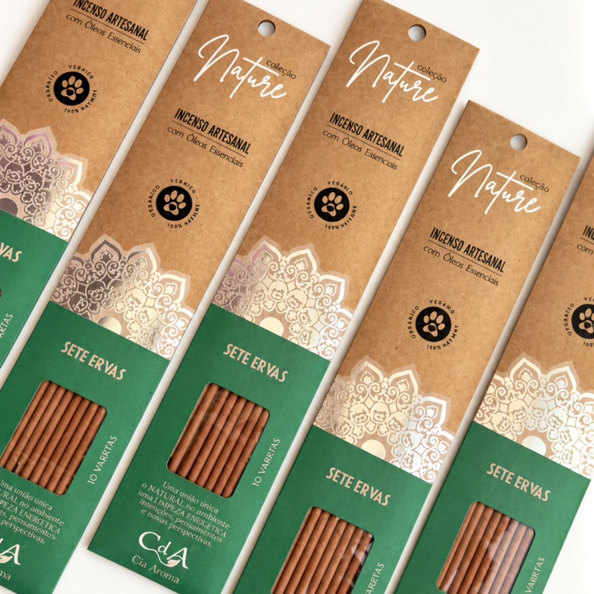 Incenso Natural Cia de Aroma - Sete Ervas - Limpeza Espiritual, Renovação, Eleva o Alto Astral