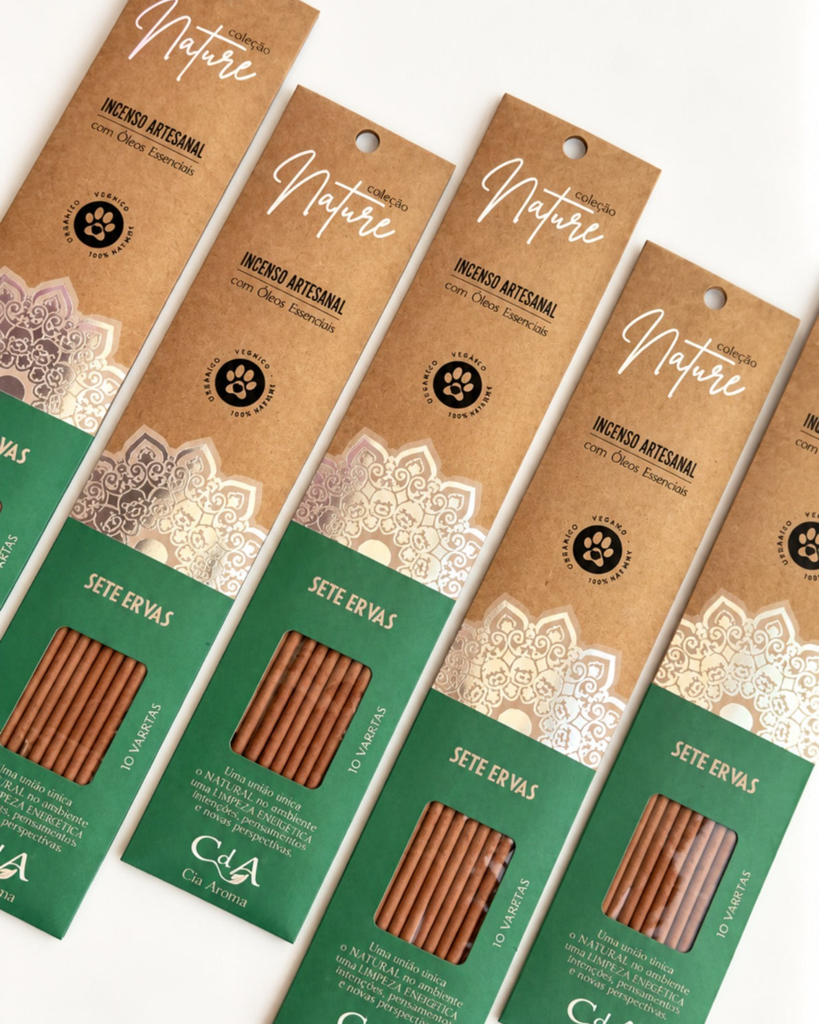 Incenso Natural Cia de Aroma - Sete Ervas - Limpeza Espiritual, Renovação, Eleva o Alto Astral