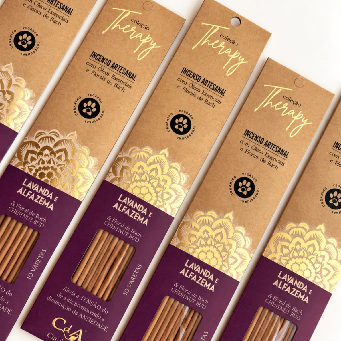 Incenso Natural Cia de Aroma - Lavanda e Alfazema - Alívio da Tensão e Ansiedade