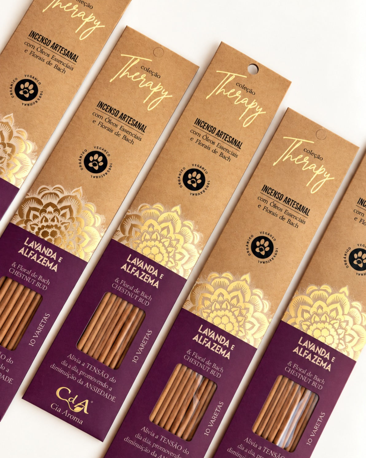 Incenso Natural Cia de Aroma - Lavanda e Alfazema - Alívio da Tensão e Ansiedade