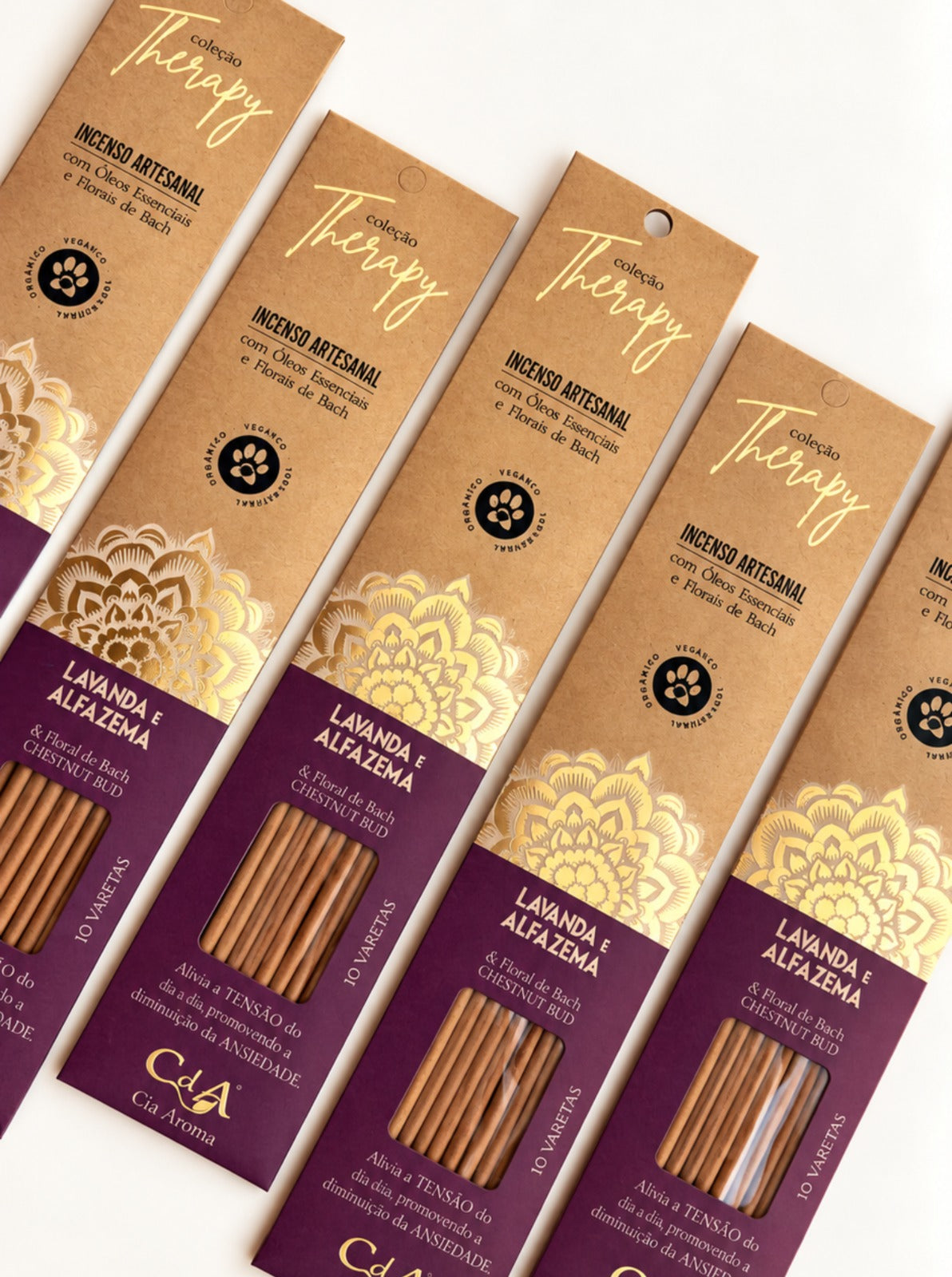 Incenso Natural Cia de Aroma - Lavanda e Alfazema - Alívio da Tensão e Ansiedade