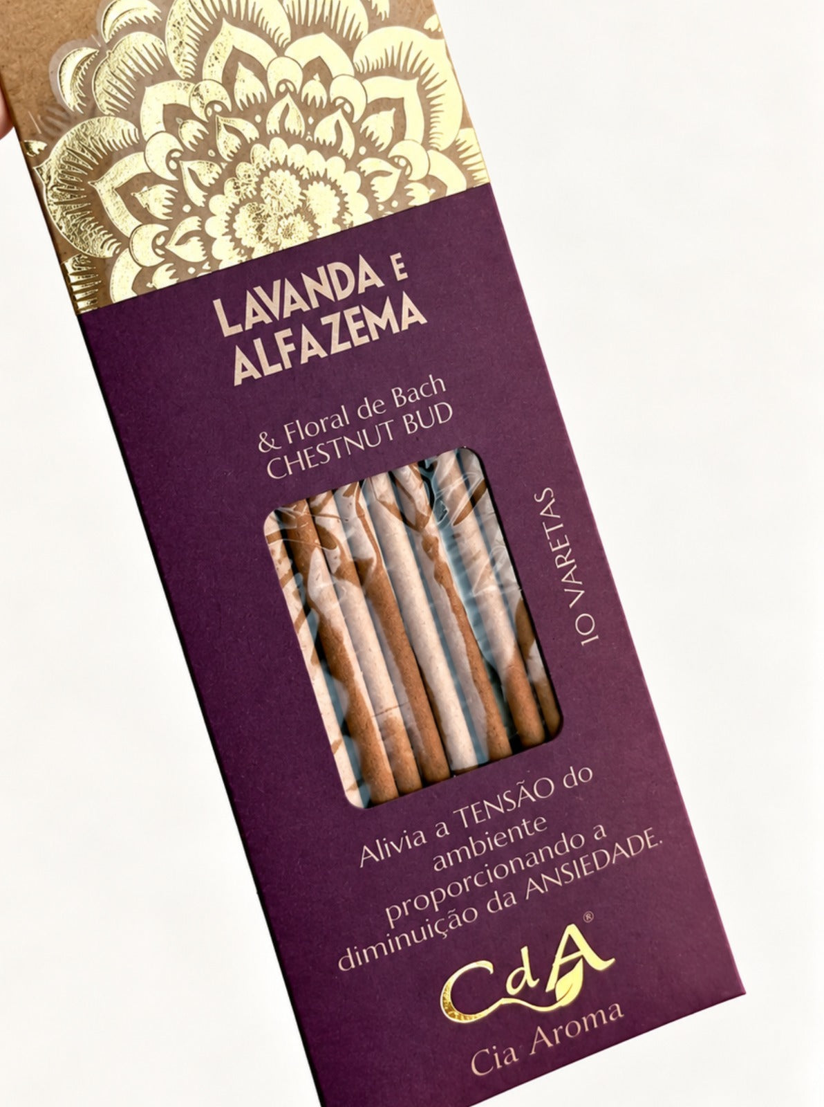 Incenso Natural Cia de Aroma - Lavanda e Alfazema - Alívio da Tensão e Ansiedade