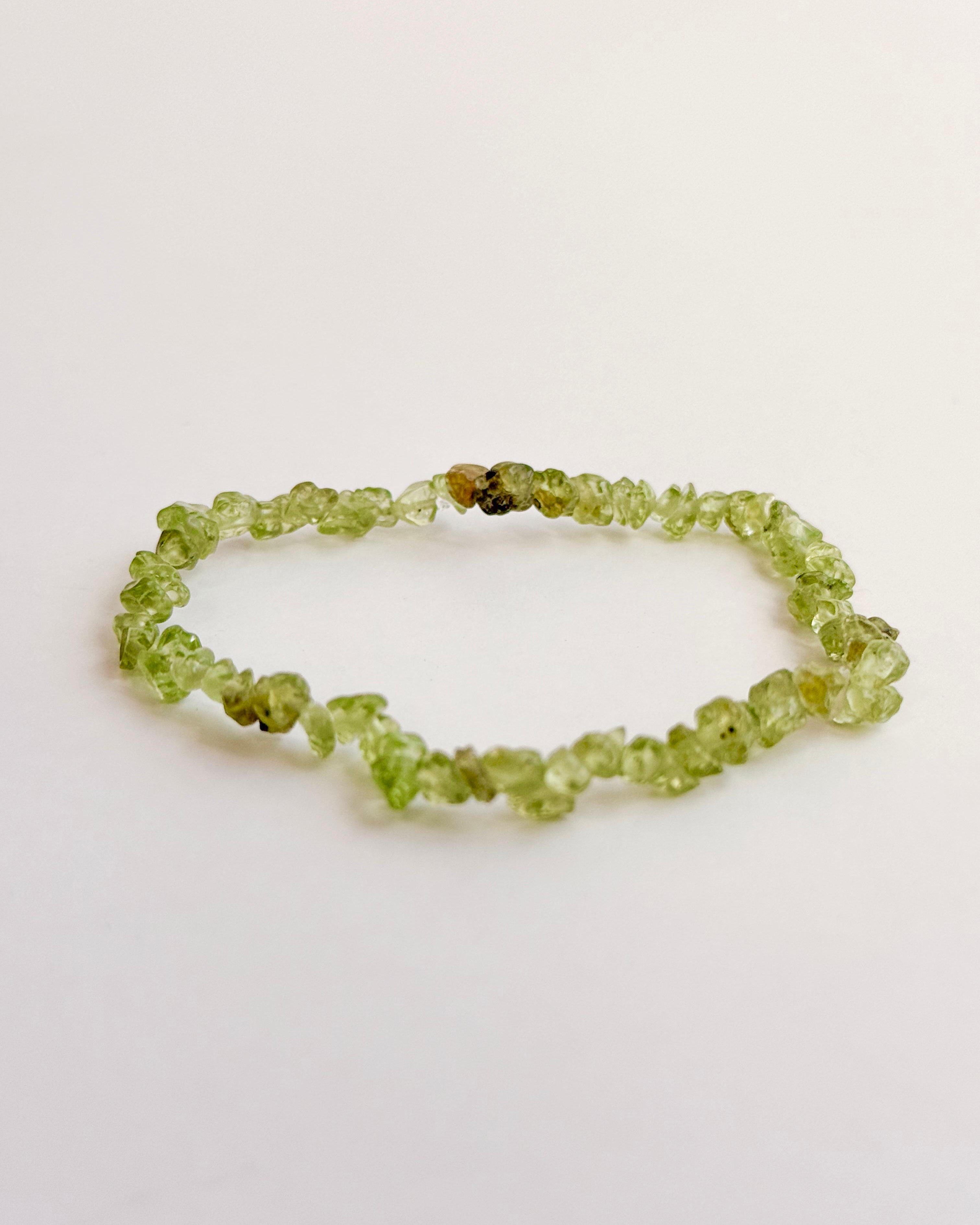 Pulseira de Peridoto Cascalho Mini - Transformação; Mudanças Drásticas; Destino; Libera Tensões