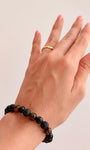 Pulseira Trio de Proteção 8mm - Turmalina Negra, Lava Vulcânica e Olho de Tigre