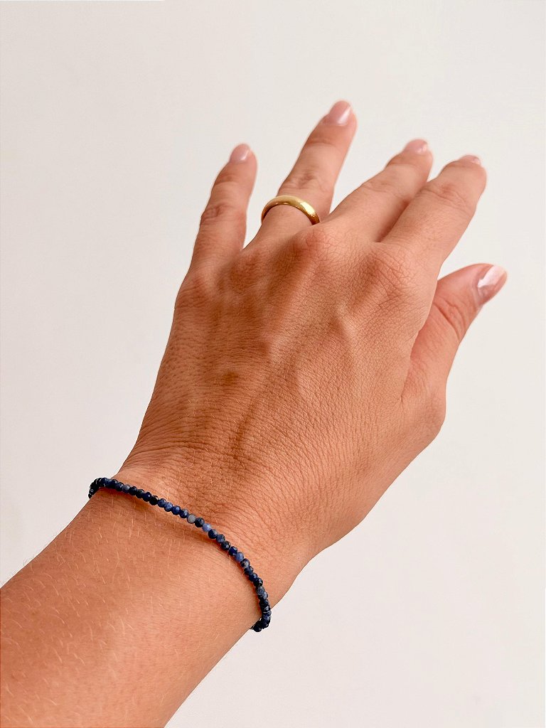 Pulseira de Sodalita 2mm Multifacetada - Direcionamento, Clareza Mental, Decisões, Discernimento