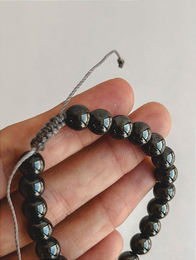 Pulseira de Hematita 8mm Regulável - Proteção, Disciplina, Afasta Vícios e Melhora Hábitos