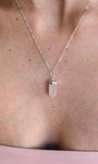 Pingente Ponta de Quartzo Rosa em Prata 925 - Amor; Autoestima; Relacionamentos