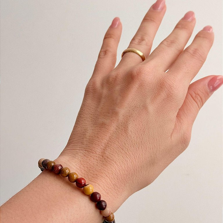Pulseira de Jaspe Mokaíta Redonda 6mm - Correção de Karmas, Jovialidade e Força