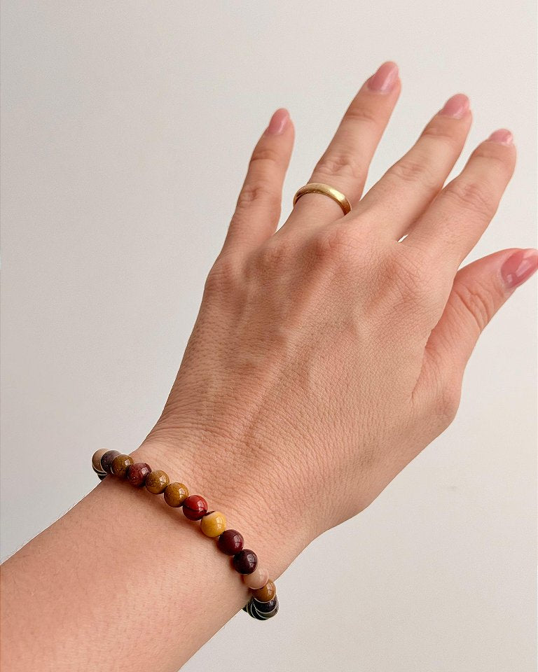 Pulseira de Jaspe Mokaíta Redonda 6mm - Correção de Karmas, Jovialidade e Força