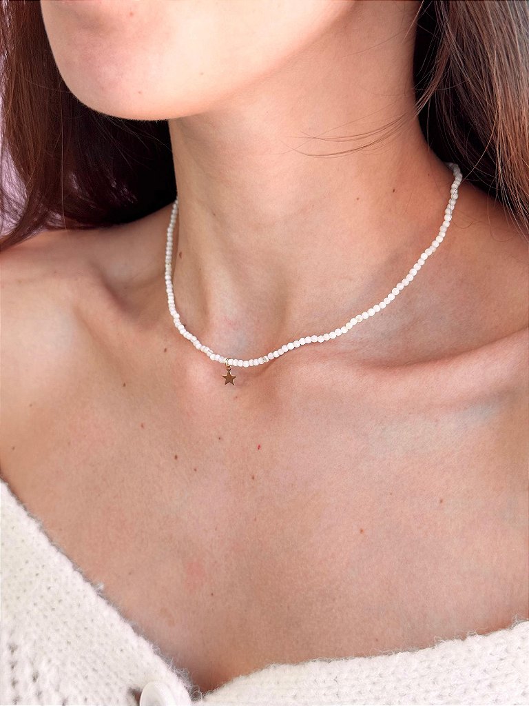 Colar de Madre Pérola Redondo 2mm Inox - Amor Universal, Proteção e Riqueza