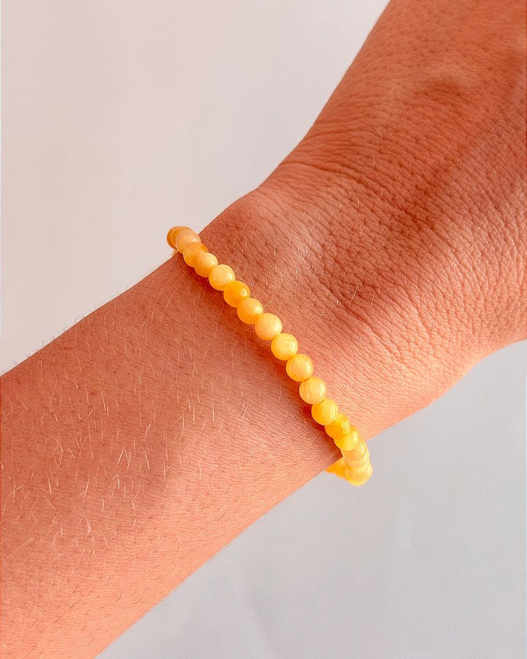 Pulseira de Calcita Amarela Redonda 4mm - Movimento, Realizações, Alegria e Entusiasmo
