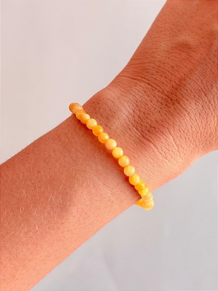 Pulseira de Calcita Amarela Redonda 4mm - Movimento, Realizações, Alegria e Entusiasmo