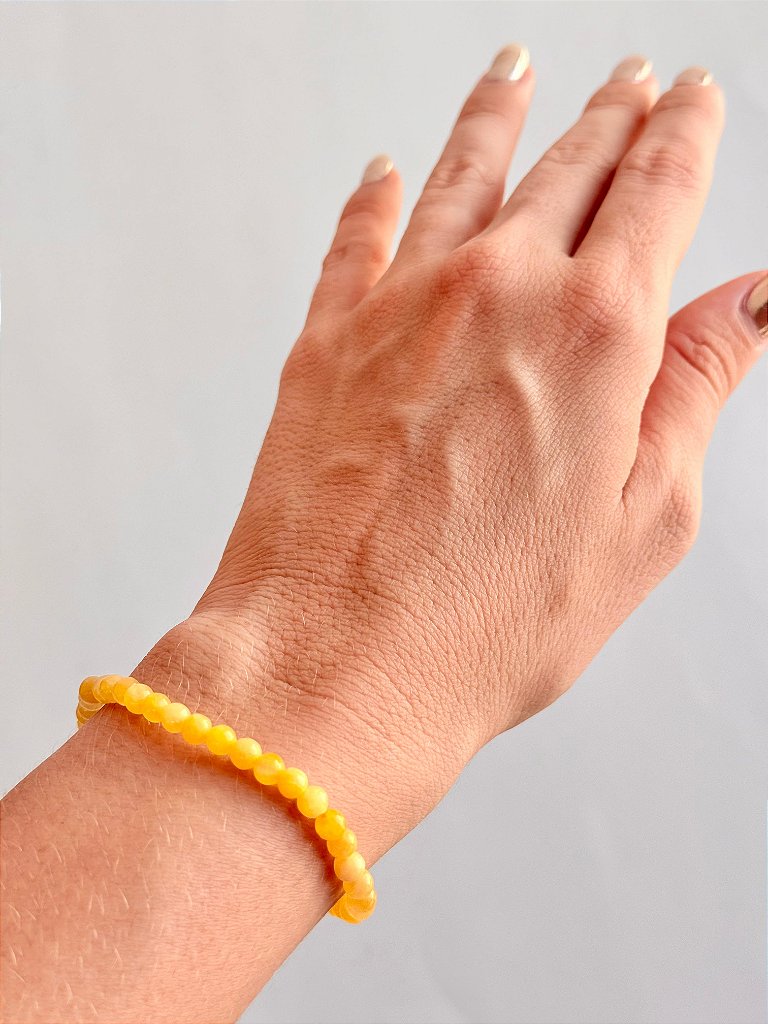 Pulseira de Calcita Amarela Redonda 4mm - Movimento, Realizações, Alegria e Entusiasmo