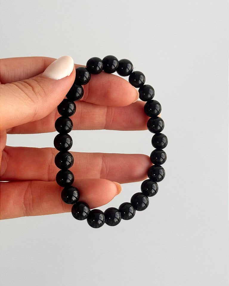 Pulseira de Turmalina Negra Redonda 8mm - Proteção Energética e Espiritual, Inseguranças e Soluções