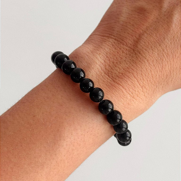 Pulseira de Turmalina Negra Redonda 8mm - Proteção Energética e Espiritual, Inseguranças e Soluções