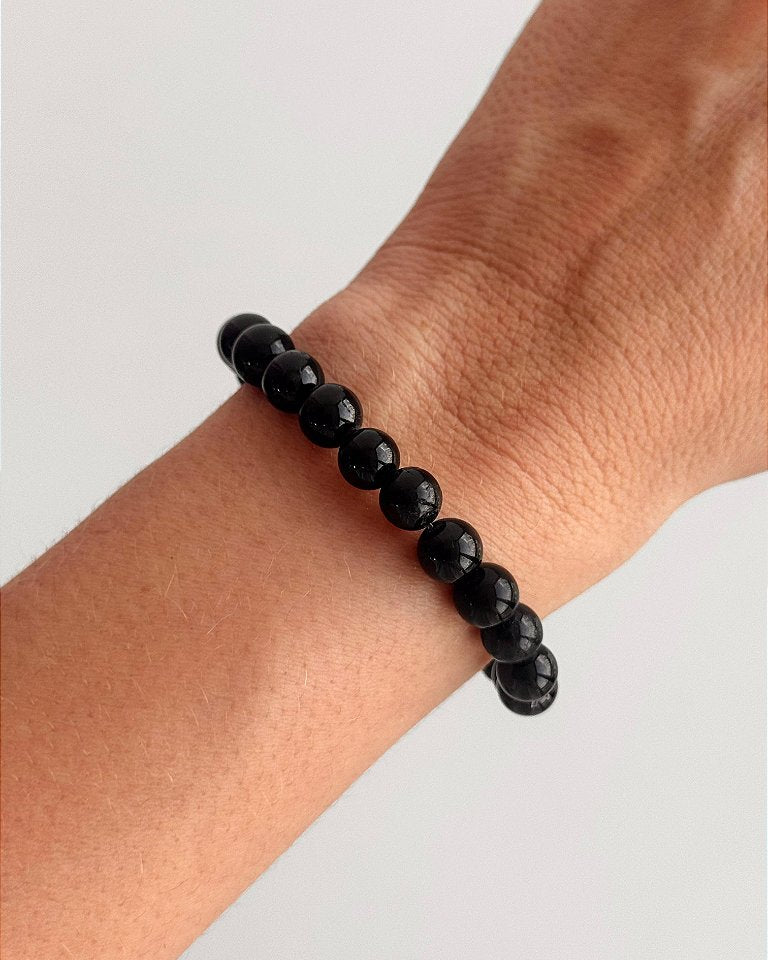 Pulseira de Turmalina Negra Redonda 8mm - Proteção Energética e Espiritual, Inseguranças e Soluções