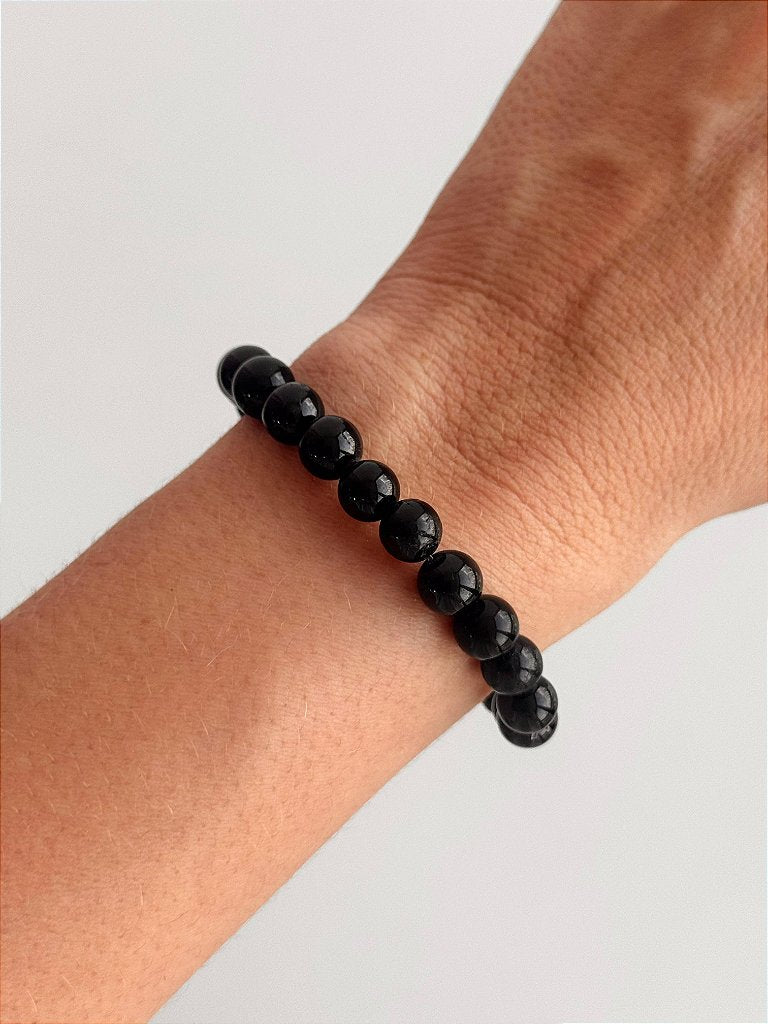 Pulseira de Turmalina Negra Redonda 8mm - Proteção Energética e Espiritual, Inseguranças e Soluções