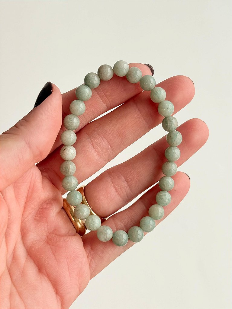 Pulseira de Amazonita Redonda 6mm - Antiestresse, Adaptação a Mudanças, Melhora os Estudos