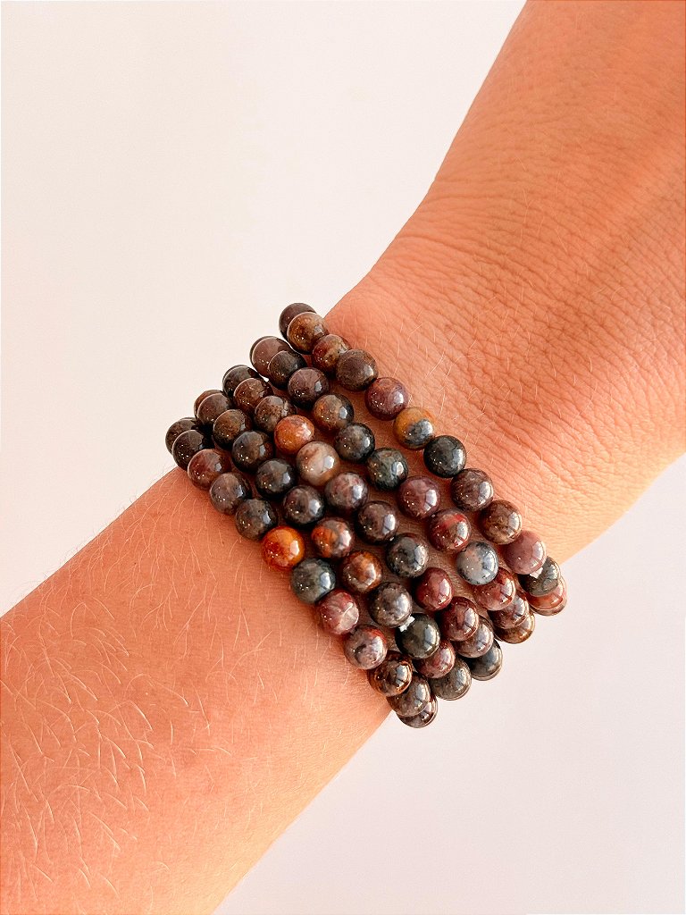 Pulseira de Pietersita Redonda 6mm - Pedra da Tempestade; Quebra de Padrões, Impulso Interior; Novos Começos