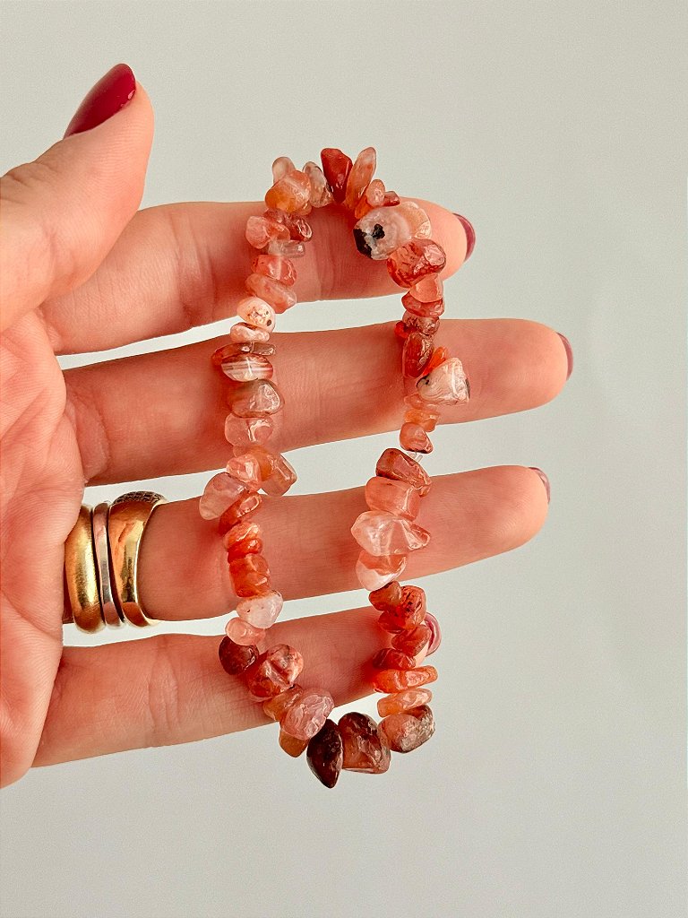 Conjunto Alegria e Vitalidade - Jaspe Vermelho, Cornalina e Quartzo Hematóide