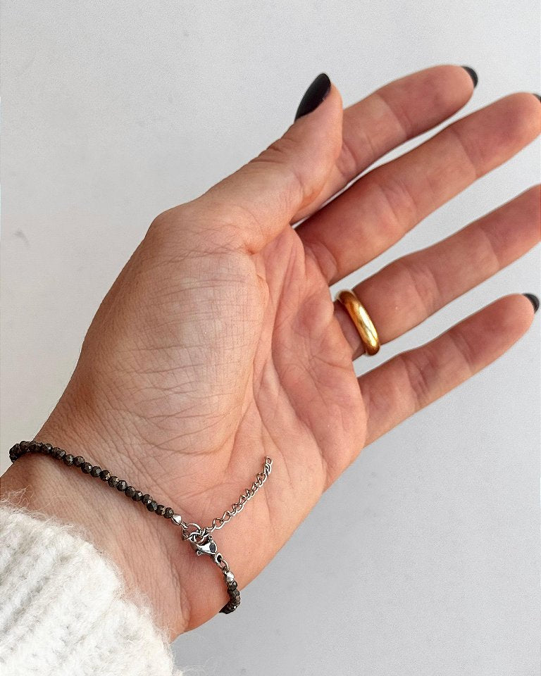 Pulseira de Pirita 2mm Multifacetada - Prosperidade, Novas Ideias e Oportunidades
