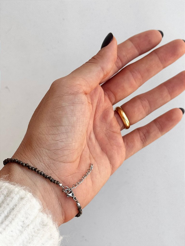 Pulseira de Pirita 2mm Multifacetada - Prosperidade, Novas Ideias e Oportunidades