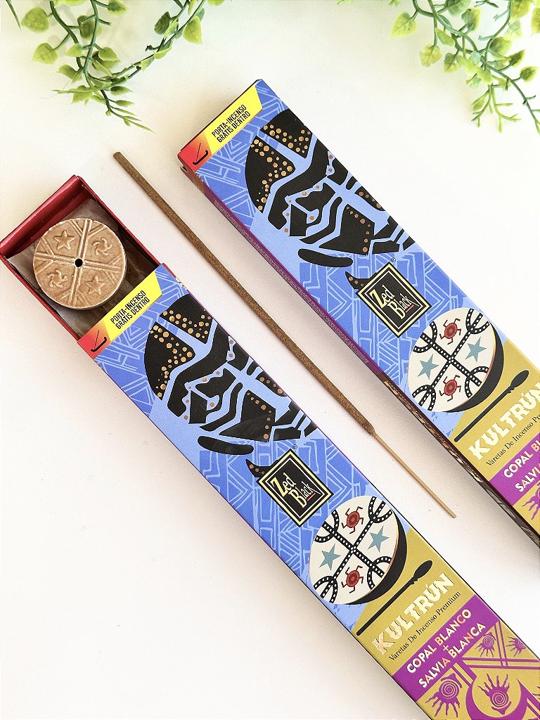 Incenso Kultrún - Copal Blanco e Sálvia Blanca + Incensário