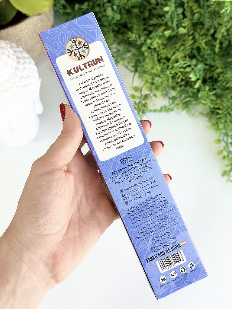 Incenso Kultrún - Copal Blanco e Sálvia Blanca + Incensário