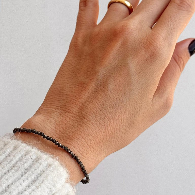 Pulseira de Pirita 2mm Multifacetada - Prosperidade, Novas Ideias e Oportunidades