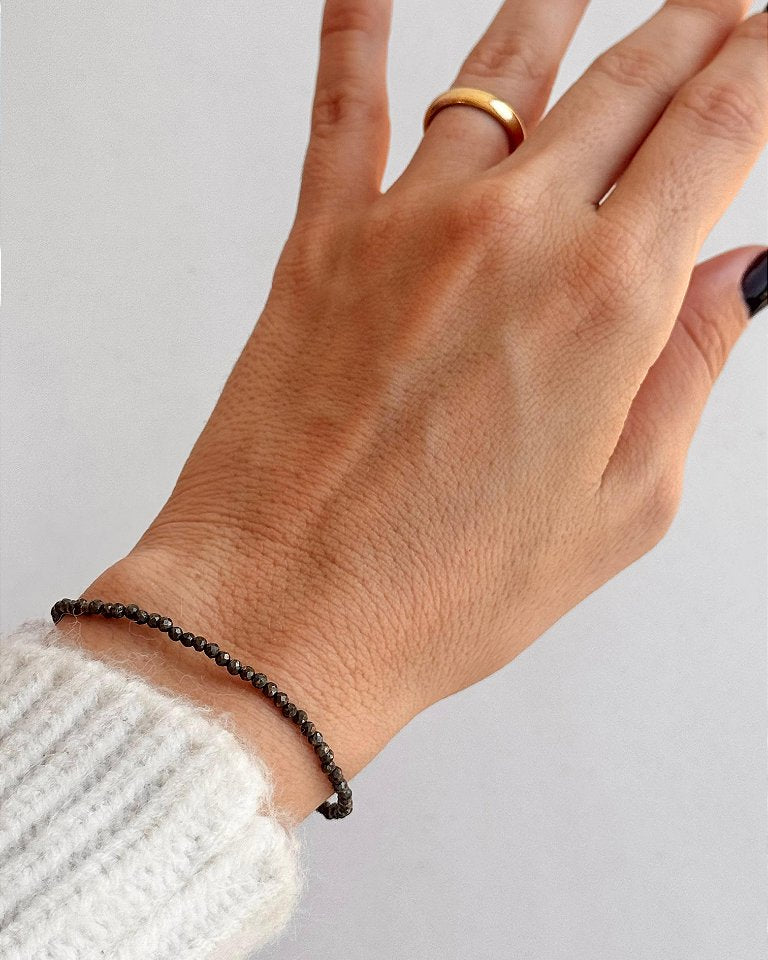 Pulseira de Pirita 2mm Multifacetada - Prosperidade, Novas Ideias e Oportunidades