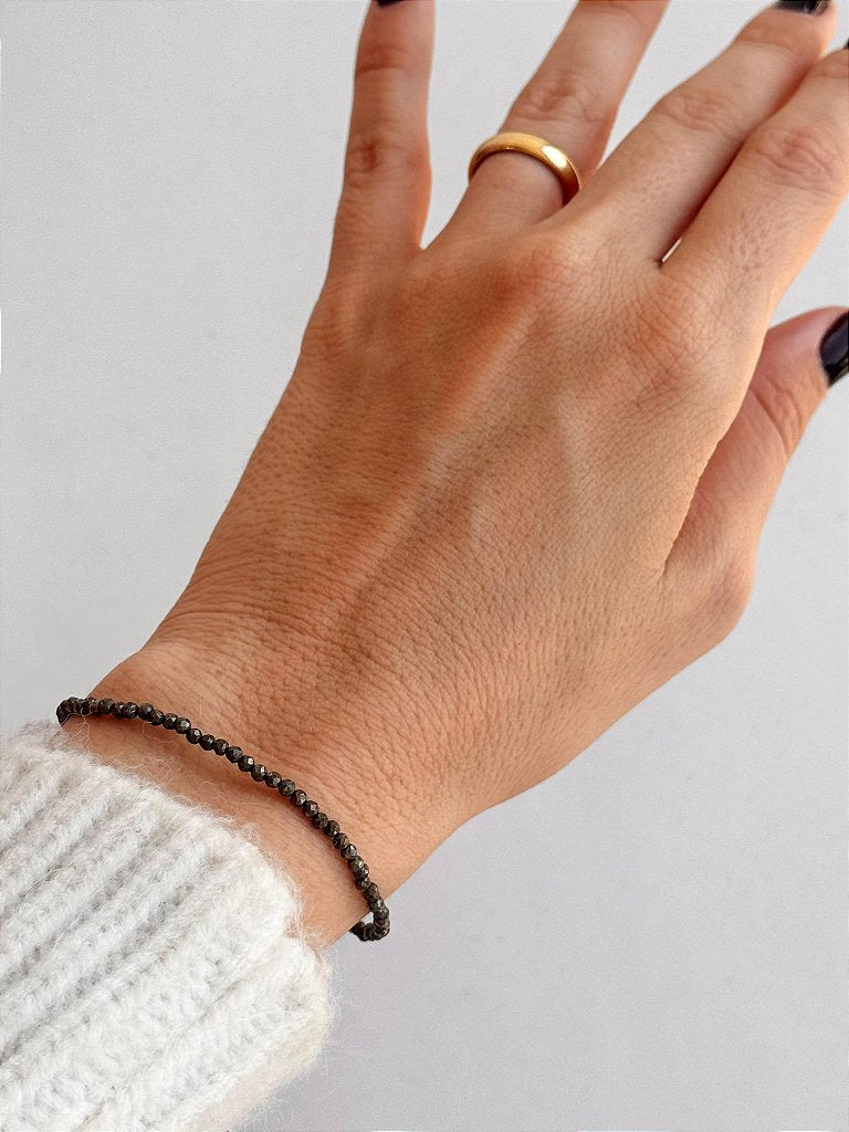 Pulseira de Pirita 2mm Multifacetada - Prosperidade, Novas Ideias e Oportunidades