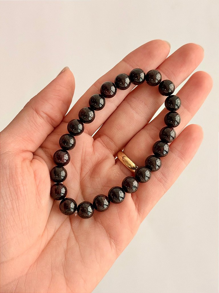 Pulseira de Granada Redonda 8mm - Poder Sexual, Ousadia, Autoestima, Paixão e Desejo
