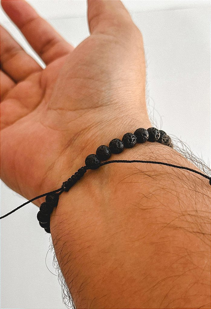Pulseira de Lava Vulcânica 6mm Regulável - Resiliência, Força e Autossabotagem