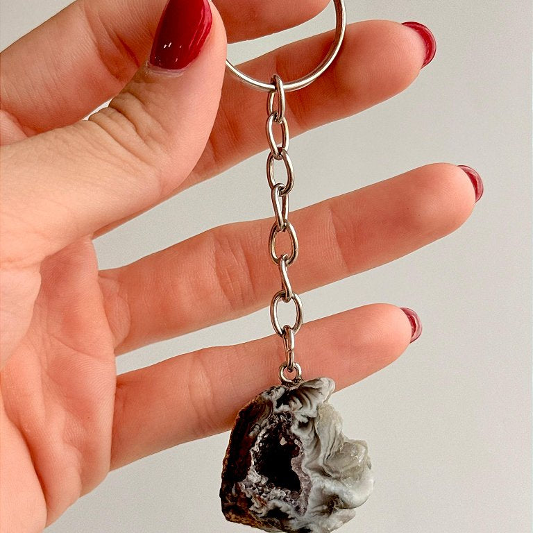 Chaveiro de Geodo de Ágata - Pedra da sorte