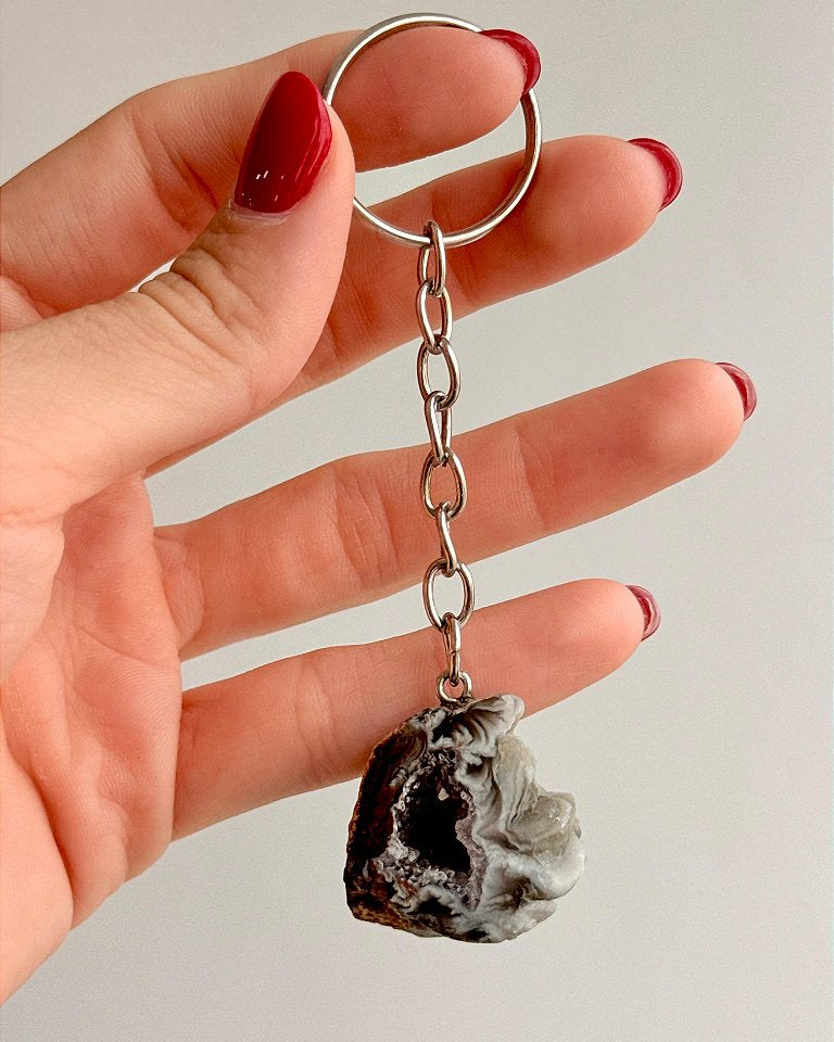 Chaveiro de Geodo de Ágata - Pedra da sorte