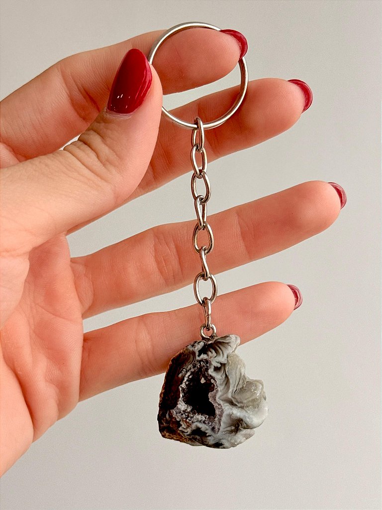 Chaveiro de Geodo de Ágata - Pedra da sorte