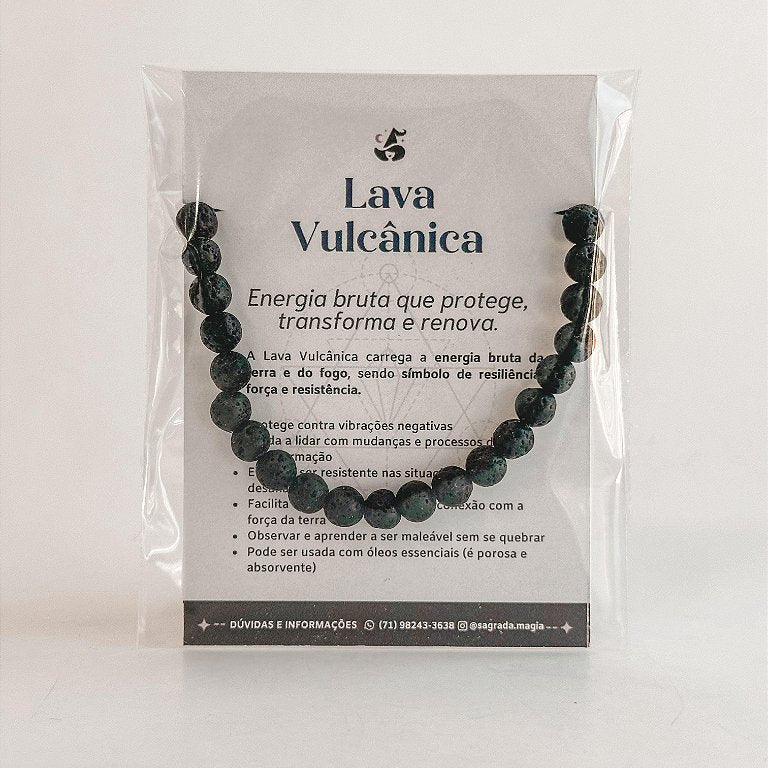 Pulseira de Lava Vulcânica 6mm Regulável - Resiliência, Força e Autossabotagem