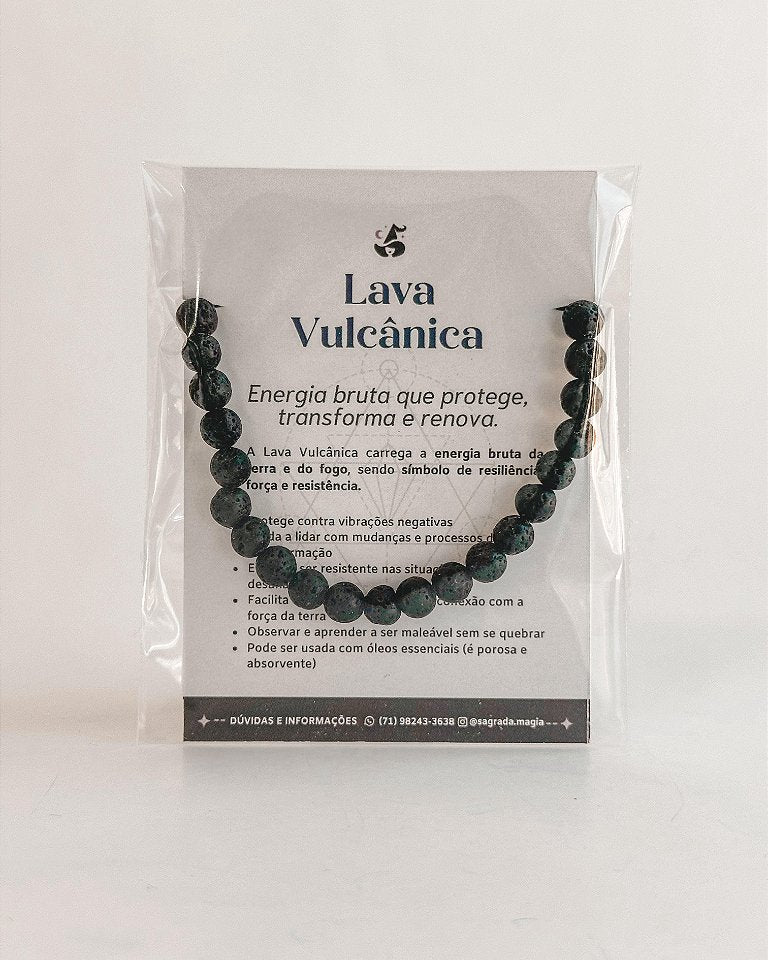 Pulseira de Lava Vulcânica 6mm Regulável - Resiliência, Força e Autossabotagem