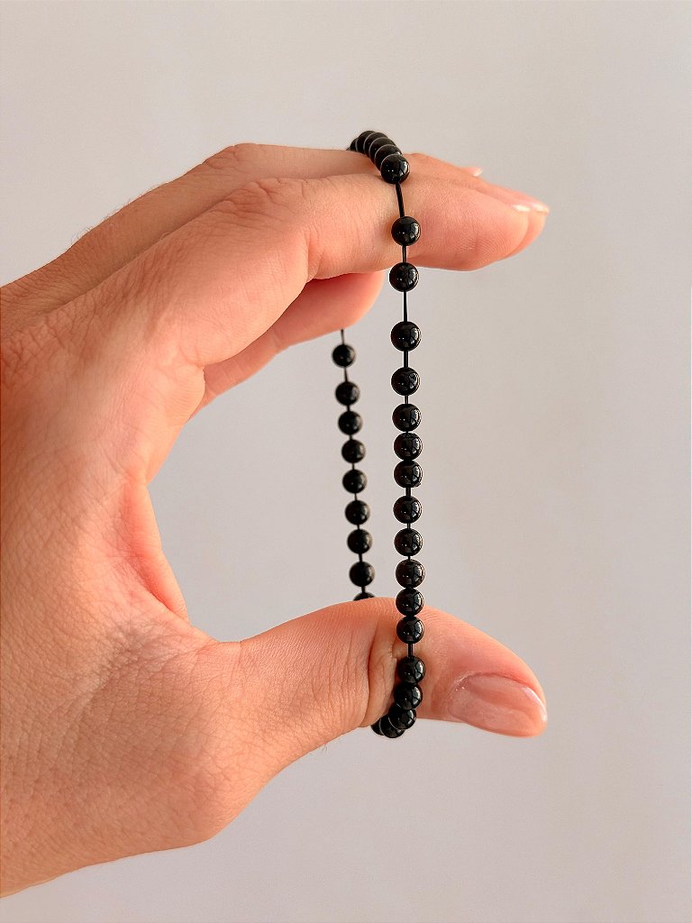 Pulseira de Turmalina Negra Redonda 4mm - Proteção Energética e Espiritual, Inseguranças e Soluções